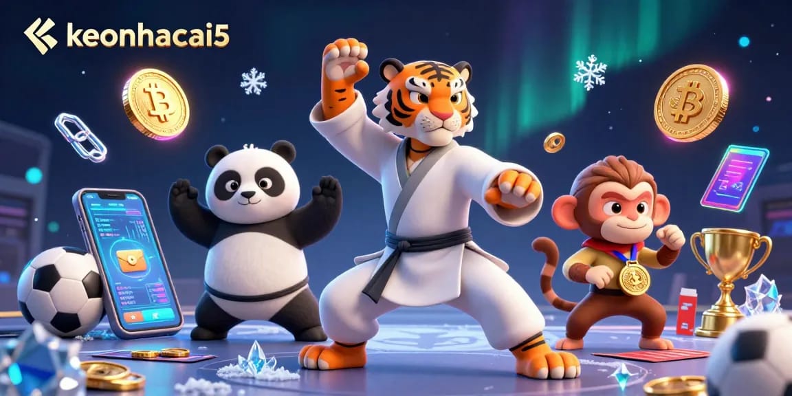 Engage with keonhacai5’s dynamic sports betting scene featuring 3D cartoon characters immersed in action.