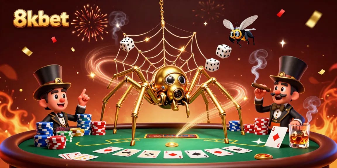 Experience the thrill of 8xbet with a dynamic 3D scene of steampunk and poker elements.