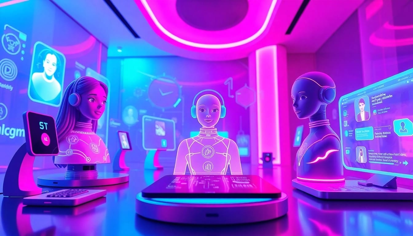 Explore the best nsfw ai platforms in a vibrant, futuristic digital setting showcasing interactive holographic characters and chat interfaces.