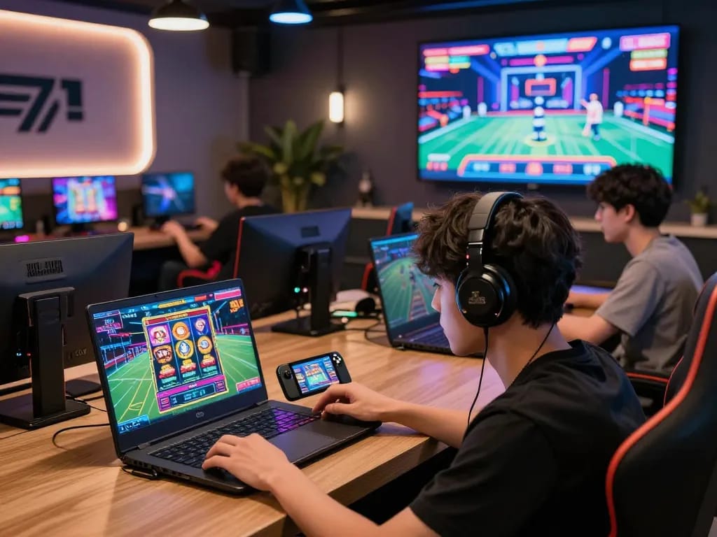 F168 online gaming experience with live bets, vibrant slot games, and players enjoying a dynamic atmosphere.