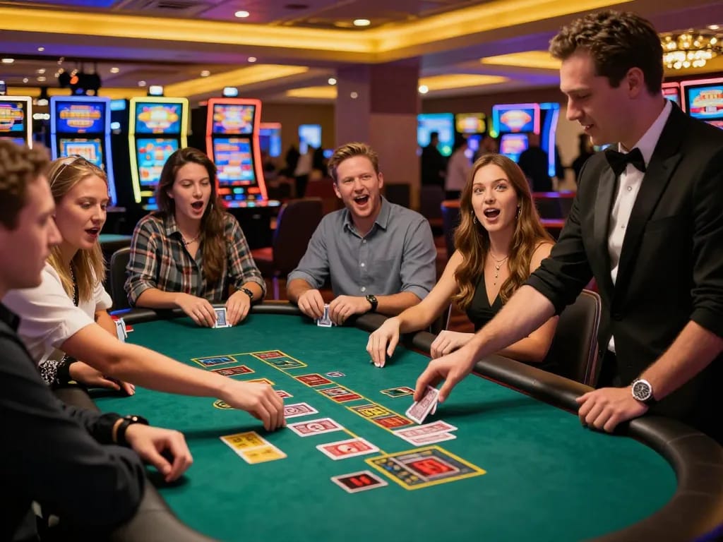 Players experiencing the excitement of blackjack at sunwin casino, showcasing vibrant gameplay and engaging atmosphere.