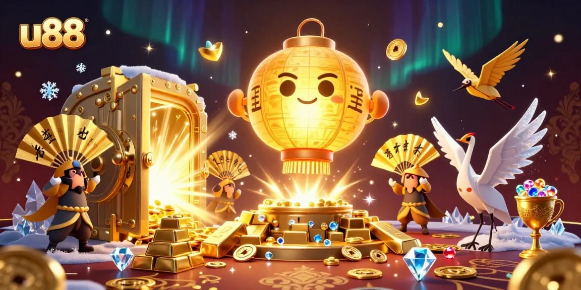 Engage with u88's vibrant casino scene featuring golden treasures and dynamic characters.