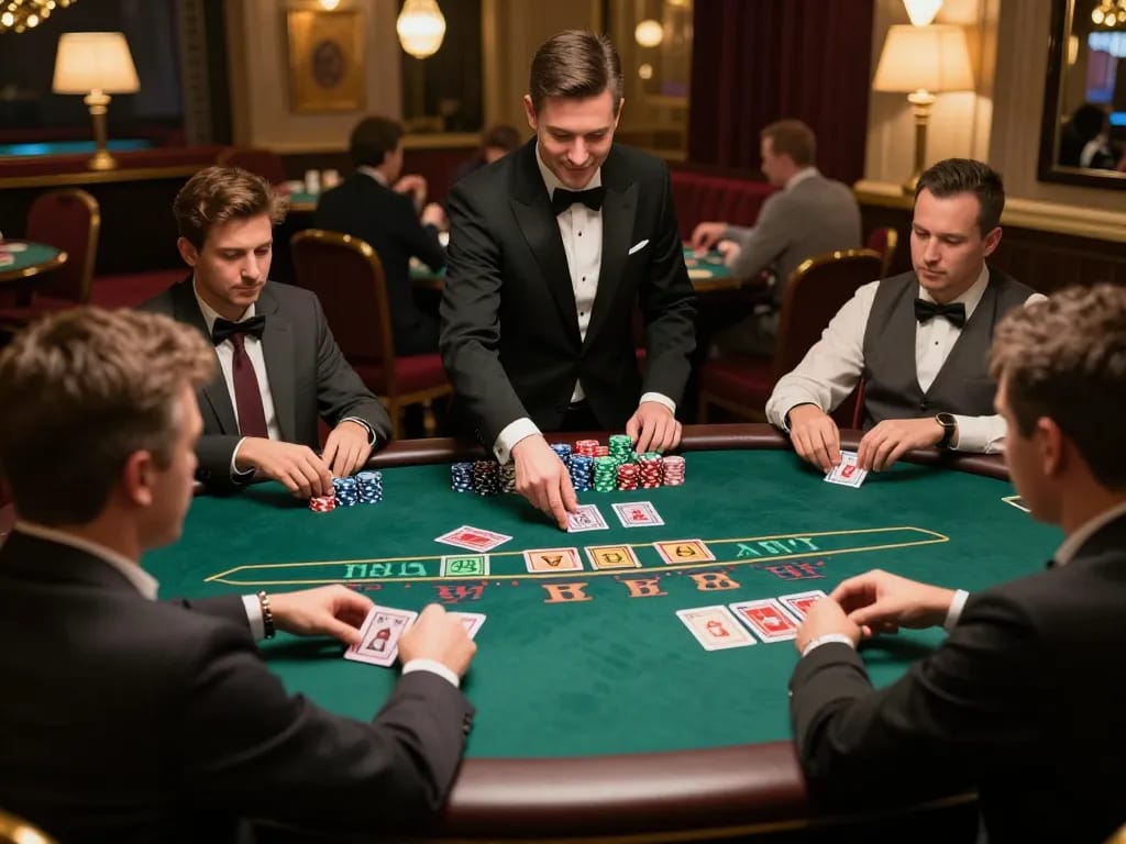 Experience the thrill of live blackjack at VK88, where players engage at the elegant table.