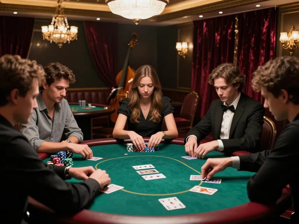 Players enjoying high-stakes poker action at 88club table in a luxurious casino setting