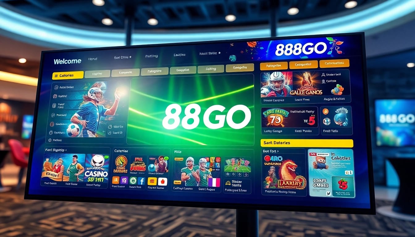 Experience the dynamic interface of 88GO's online gaming platform, showcasing sports, casino, and lottery games.