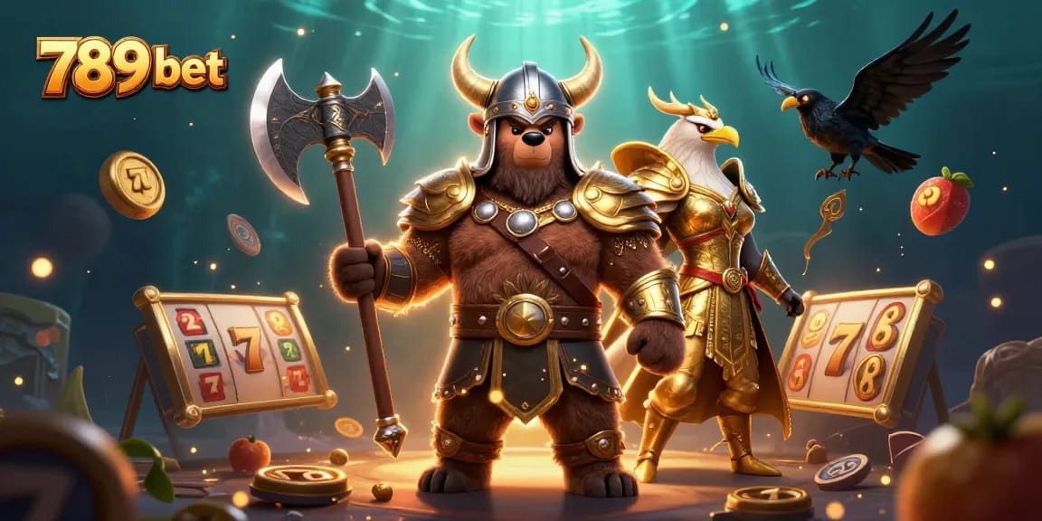 Experience thrilling gaming action with 789 bet in a vibrant casino-themed illustration.
