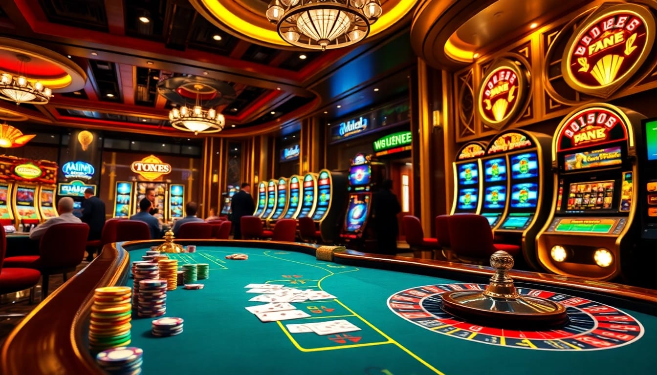 Experience thrilling gambling action at bongdalu's vibrant casino tables and slot machines.
