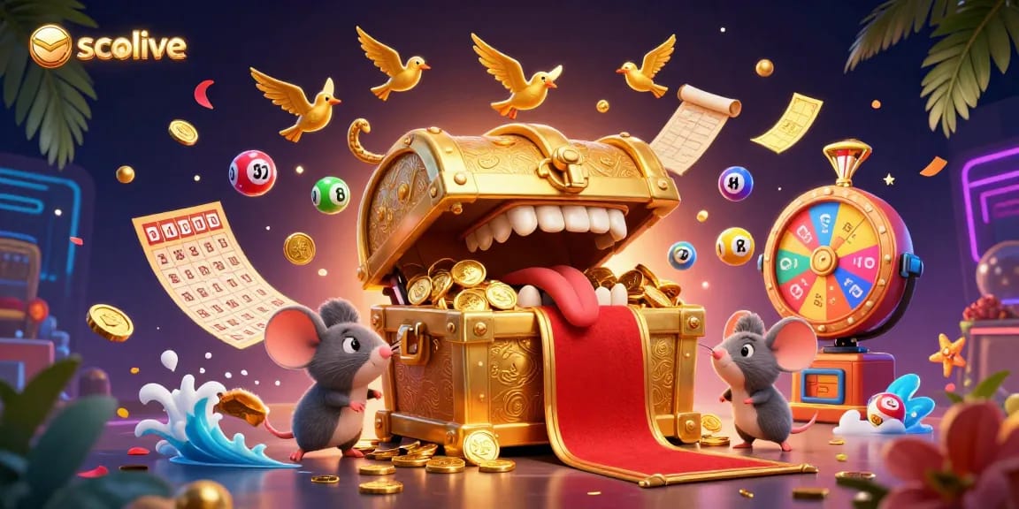 Socolive draws players in with vibrant lottery elements and treasure-themed gaming visuals.