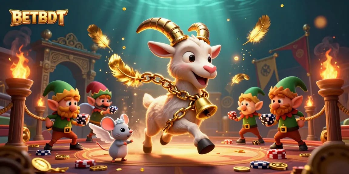 Experience the excitement of BETBDT's holiday-horror casino with a Krampus goat, angel mouse, and elf gremlins.