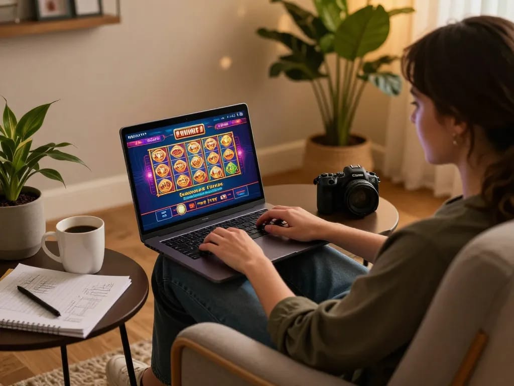 Engaging in online gaming at home with xx88 platform displaying vibrant casino games.