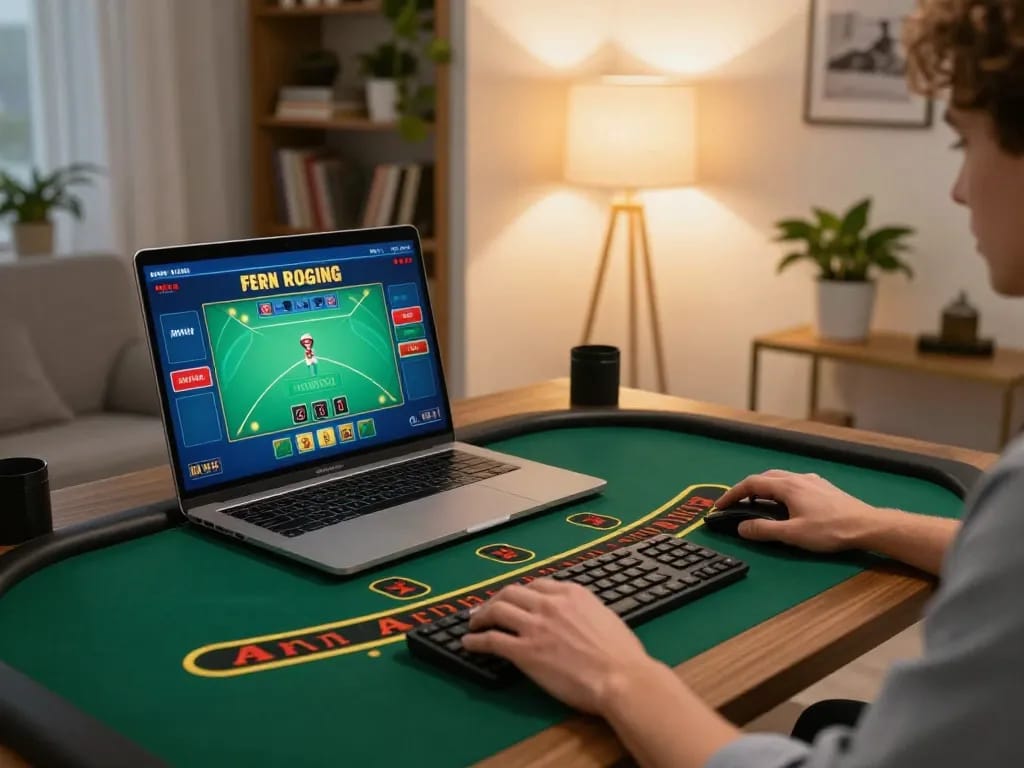 Engaging in a live dealer game at luck8 while enjoying a cozy home environment