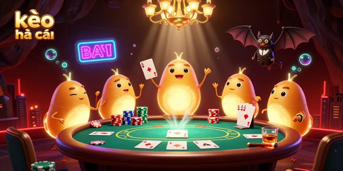Engage in kèo nhà cái with this vibrant 3D scene showcasing glowworms illuminating a casino.
