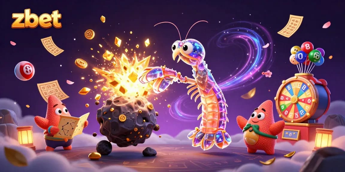 Zbet offers a vibrant 3D illustration of cosmic characters with exciting casino elements for thrilling betting fun.