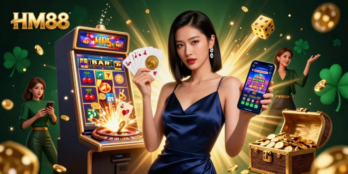 Experience thrilling gameplay at HM88 with stunning Asian characters and exciting casino elements.