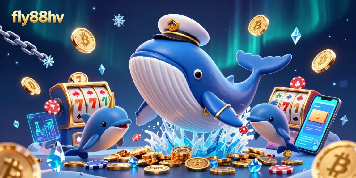 Engage with the thrilling world of fly88hv as playful dolphins and a majestic whale bring casino excitement to life.