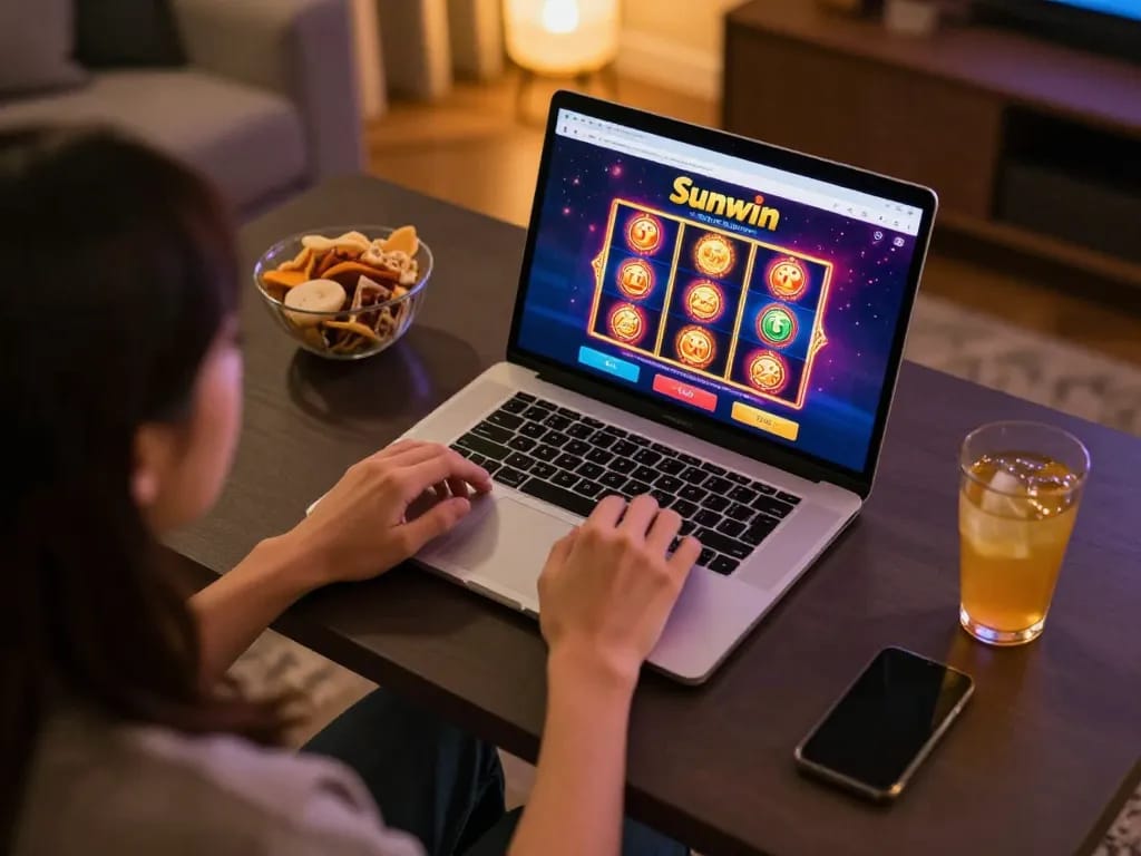 Engaging online gameplay on Sunwin platform featuring vibrant slot machines and user interaction.