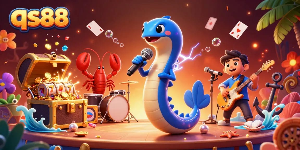 Experience thrilling gameplay with qs88 in an underwater casino featuring vibrant characters and treasure.