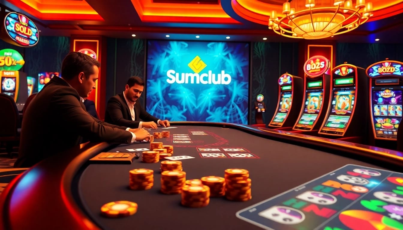 Players enjoying an exciting poker game at Sumclub's vibrant online casino interface.