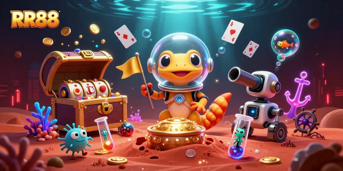 Experience excitement at RR88 with a vibrant casino scene featuring engaging characters and elements