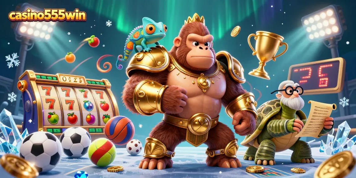 Engage in thrilling gaming with casino555win in this colorful, dynamic 3D illustration.