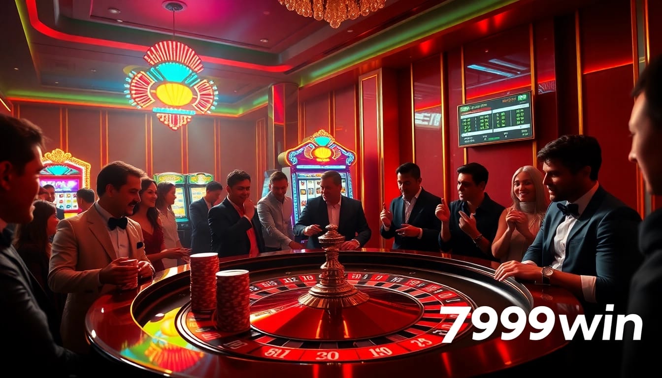 Players engaging in high-stakes gambling at a luxurious casino featuring 789win slot machines.