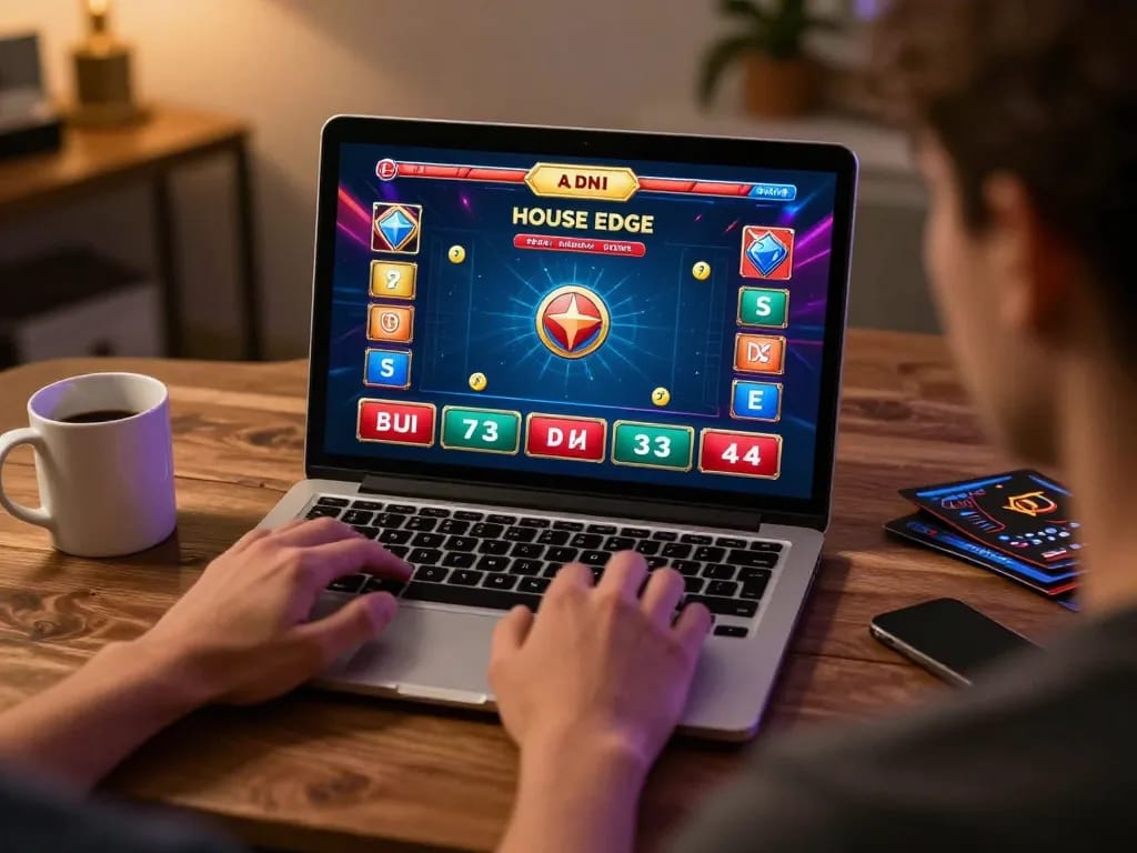 Engaging gameplay at Nhà cái Win678 shown on a laptop in a cozy home office.