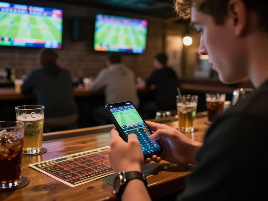 Engaging betting moments on 7mcn with live odds displayed on mobile, showcasing intense sports action.
