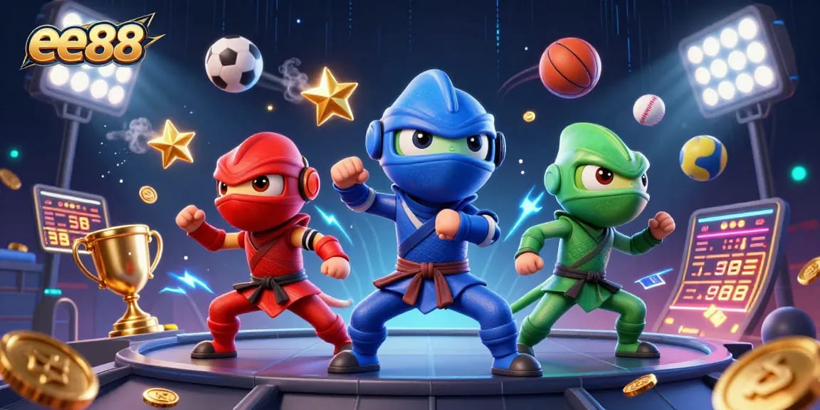 Experience the thrill of ee88 with ninja chameleons amidst dynamic sports betting elements.