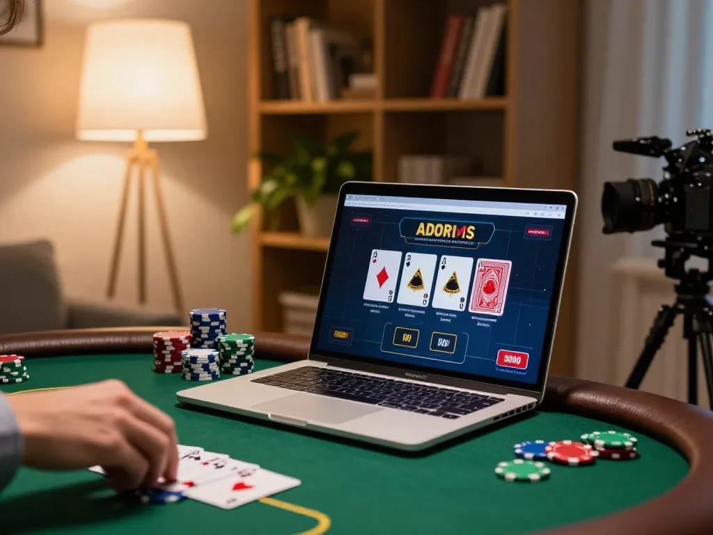 Player enjoying poker on SC88 in a cozy home setting with ambient lighting.