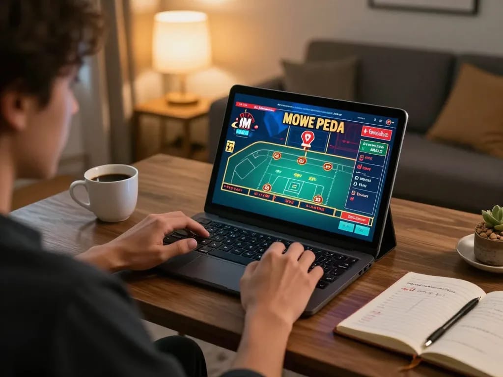 Tin88 player enjoying online gaming session on tablet in cozy living room