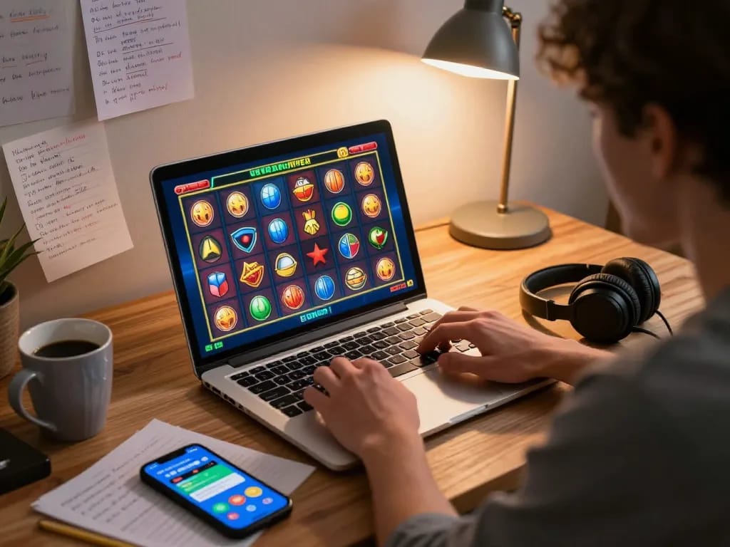 Experience thrilling spins on https://mm88.fun/ with engaging slot machine action in a cozy gaming setup