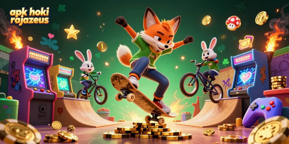 Experience winning gameplay with apk hoki rajazeus featuring a vibrant casino-themed illustration and energetic characters.