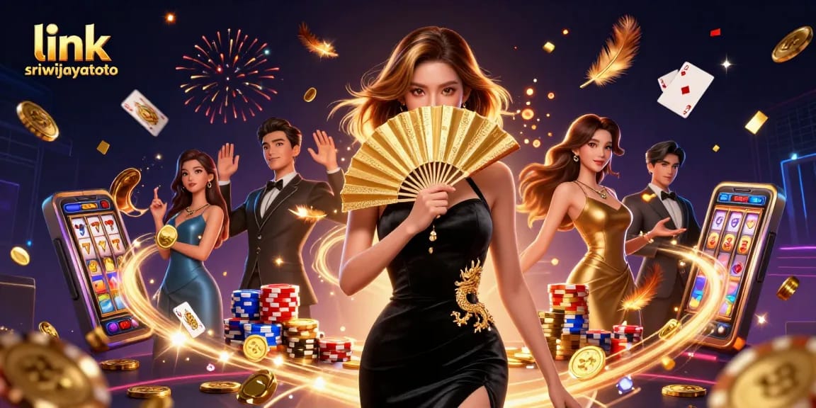 Experience winning with link sriwijayatoto in this vibrant casino-themed illustration.