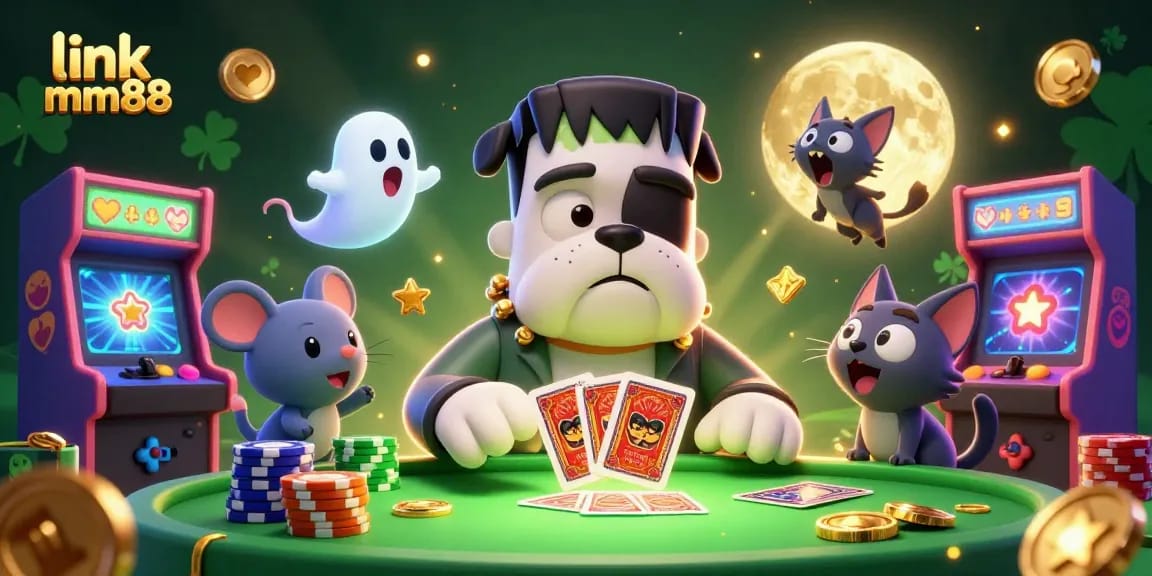 Experience excitement with link mm88's mystical casino scene featuring playful characters and gaming elements.