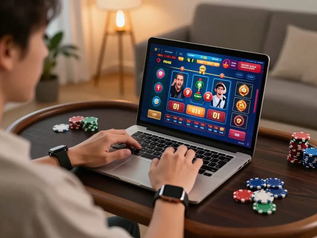 Player enjoying exciting online gaming at VU88, engaged in live dealer action for thrilling casino experience.