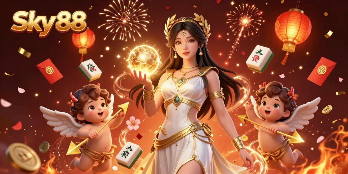 Engage in thrilling gaming at Sky 88 with vibrant characters and dynamic casino elements.