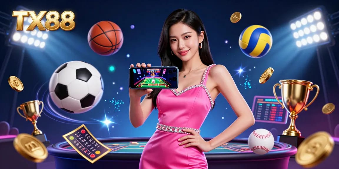 Experience the thrill of TX88 with a stunning Asian woman engaging in live dealer casino games.