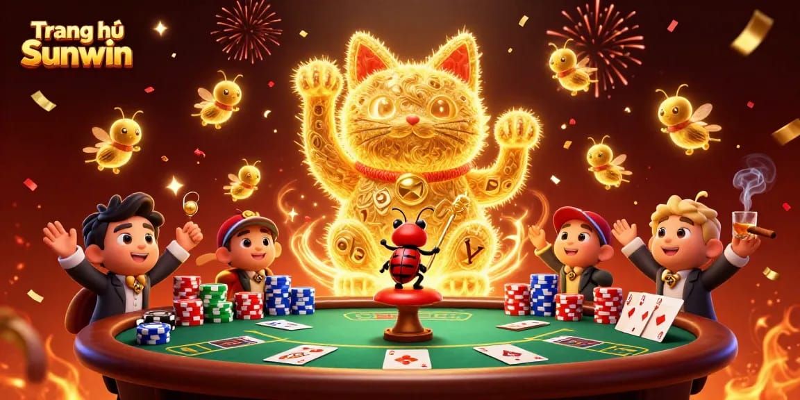Experience Trang chủ Sunwin with a dynamic lucky cat symbolizing casino excitement and games.