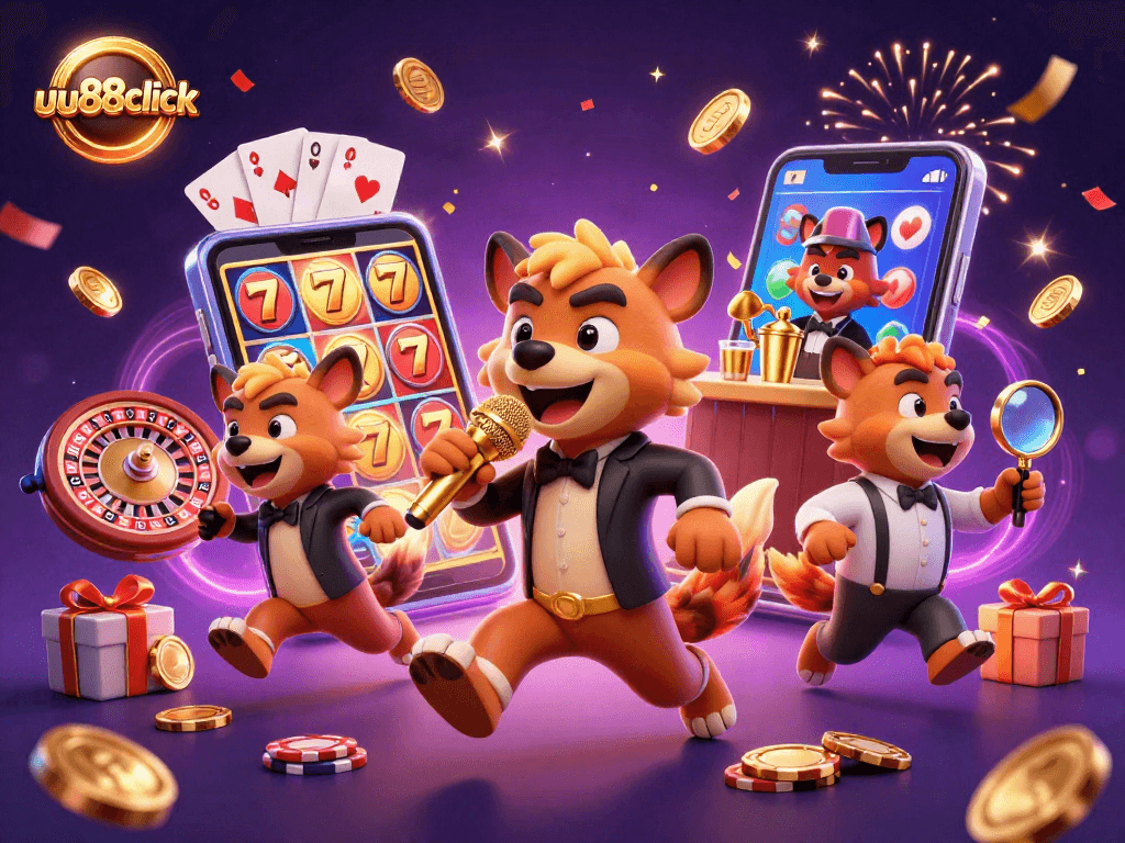 uu88click hyenas in a fun casino club setting, showcasing vibrant games and engaging characters.