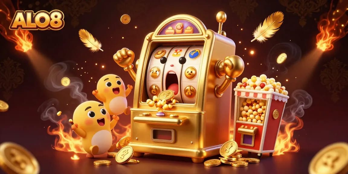 Experience ALO8's golden jackpot with vibrant slot machines and exciting game elements.