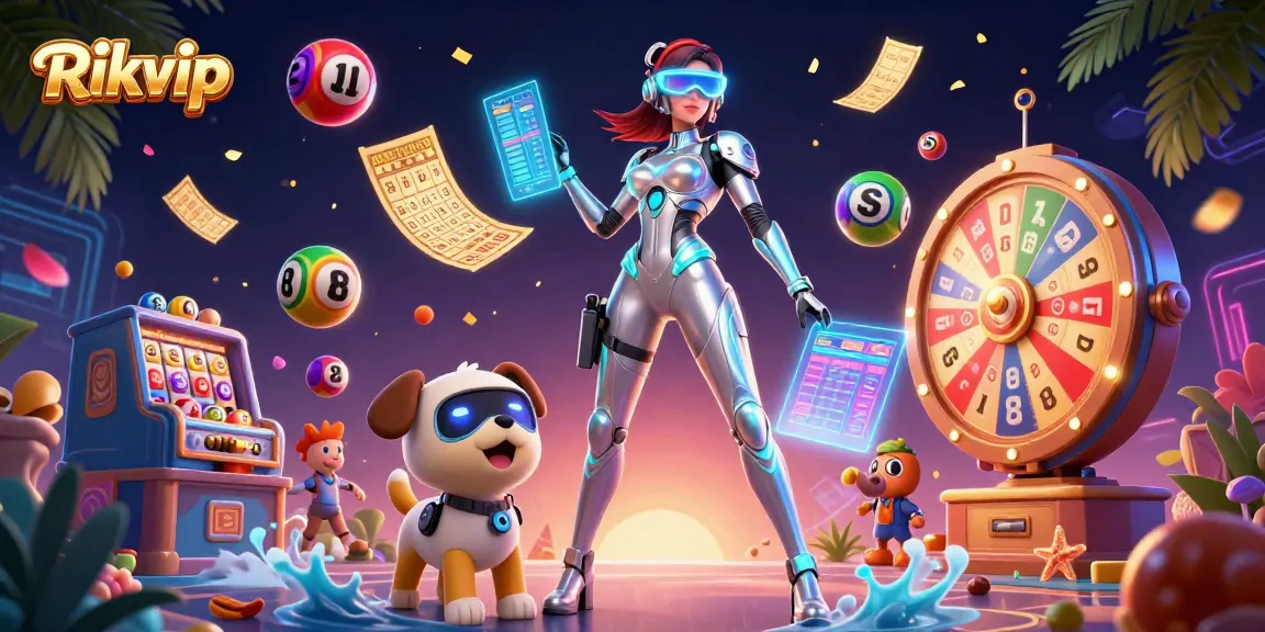 Experience exhilarating games at Rikvip with vibrant lottery elements and futuristic visuals.