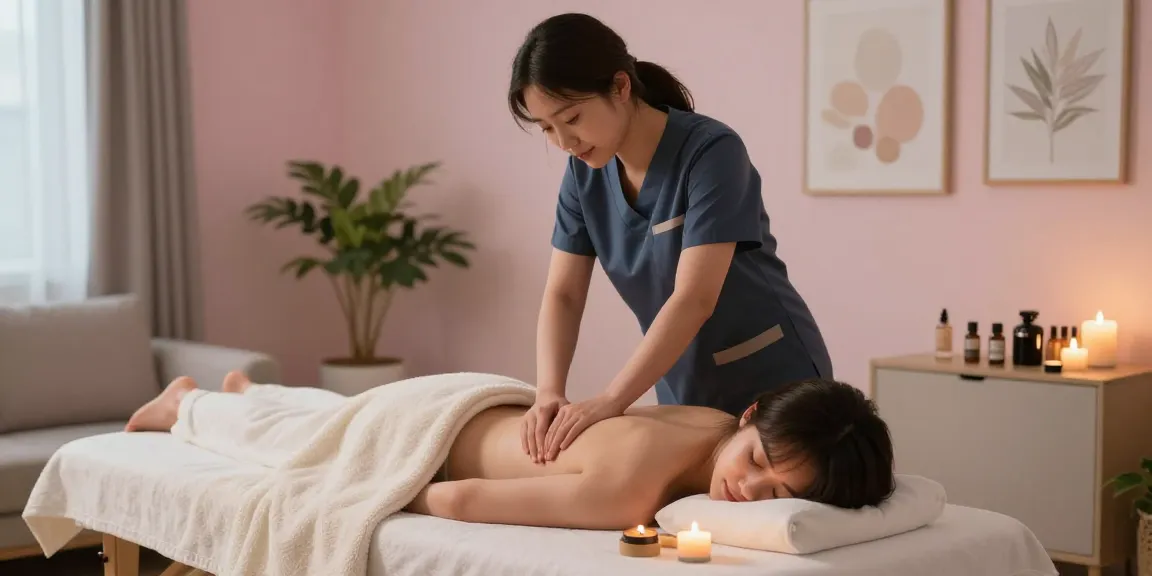 강서구출장안마 service in a relaxing home environment with therapist and soothing ambiance.