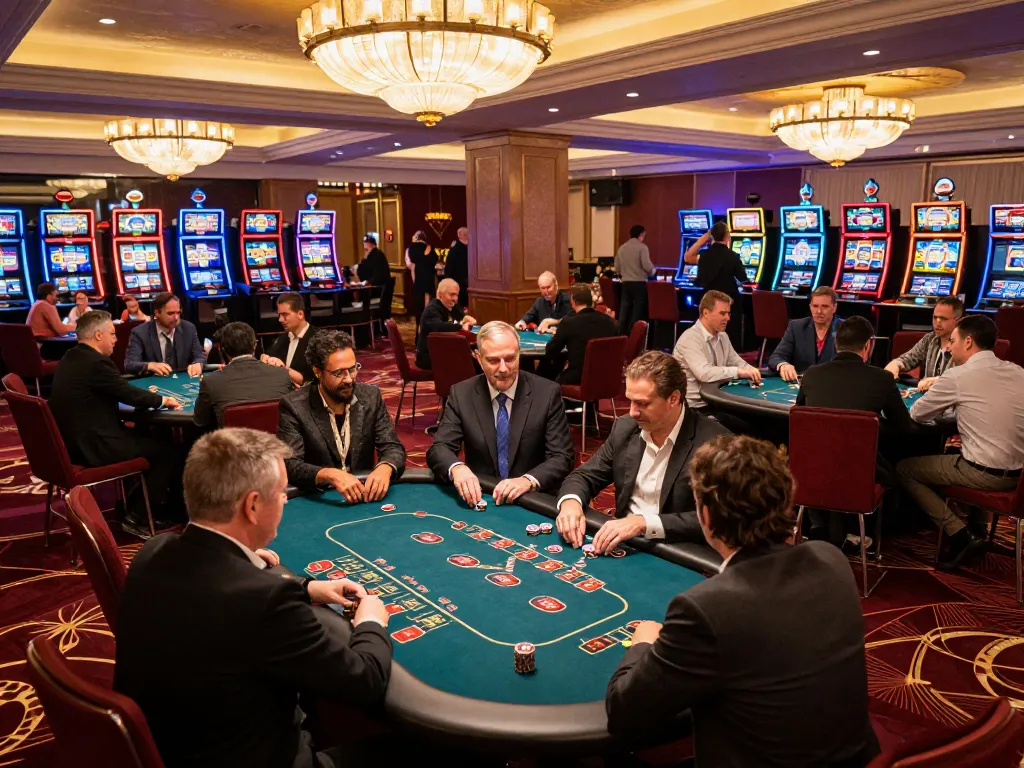 Players engaging in a high-stakes poker game at Fly88 casino, showcasing excitement and strategy.
