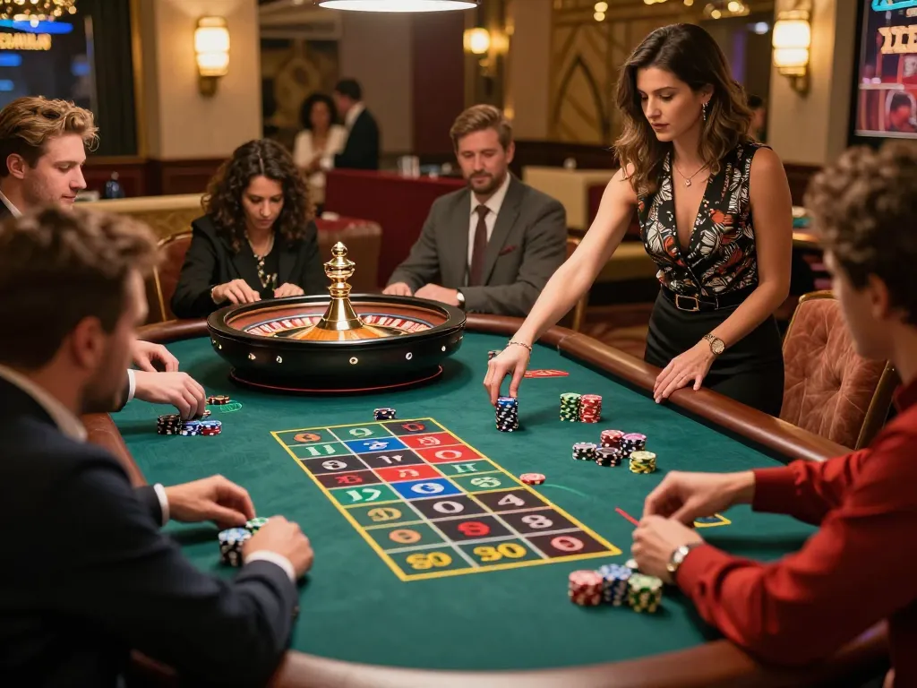 Players engaging in the vibrant atmosphere at VA88 roulette table, highlighting the excitement of high-stakes gambling