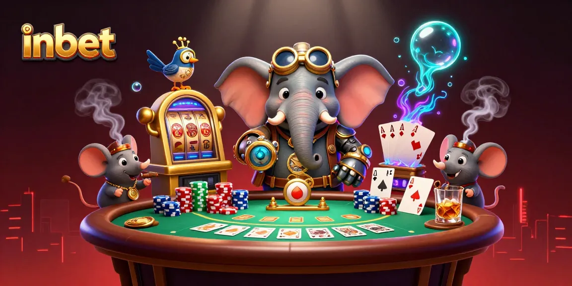 Engage with inbet's thrilling 3D steampunk casino experience featuring an engineer and dynamic game elements.