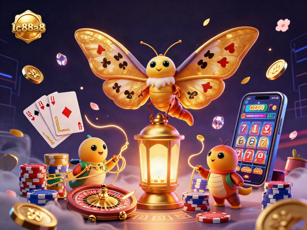 Spin and win with lc88a8's vibrant 3D casino scene showcasing lively gambling elements.