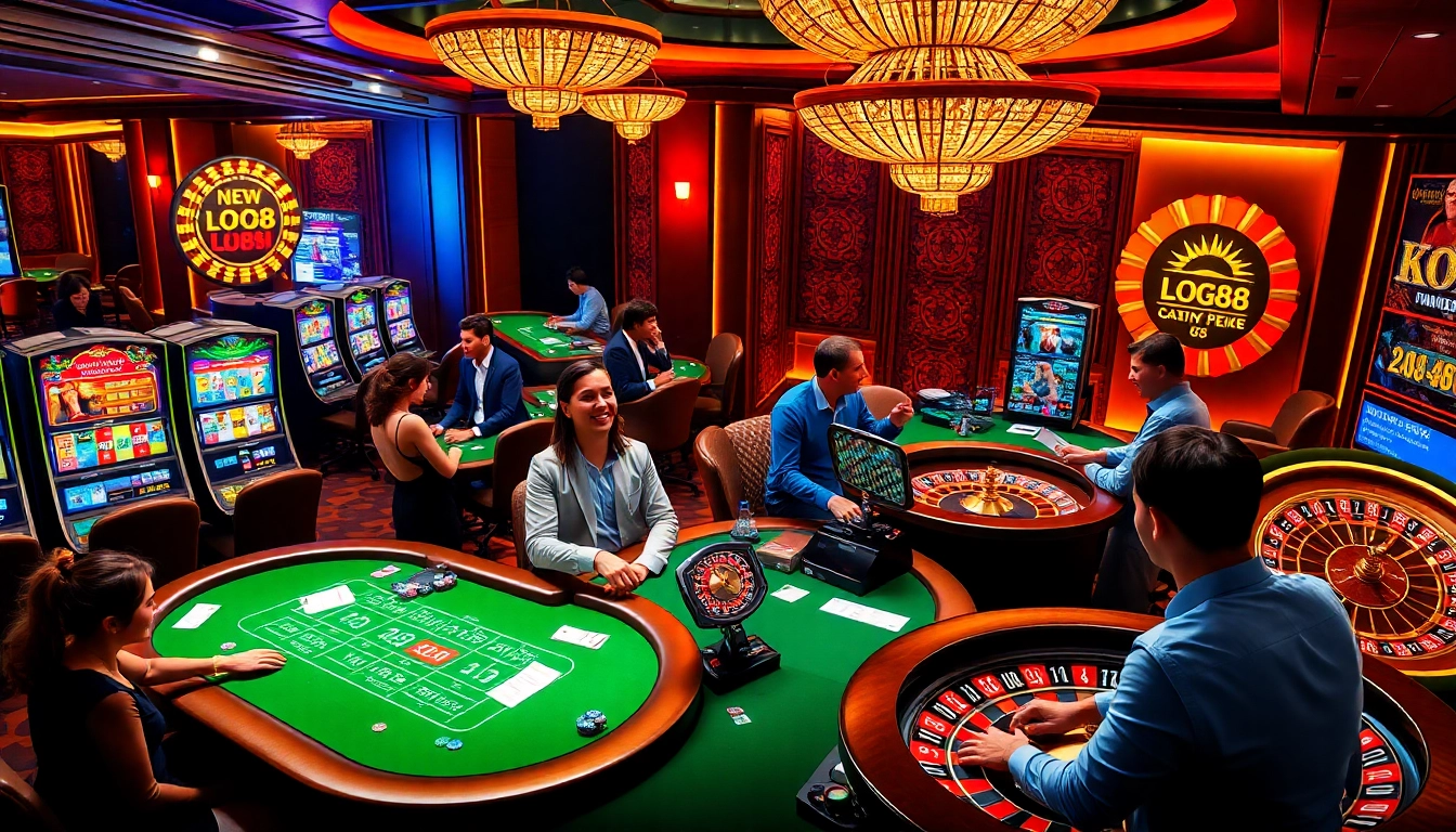 Accessing the exciting world of gambling with Login Ku88 at a vibrant casino scene.