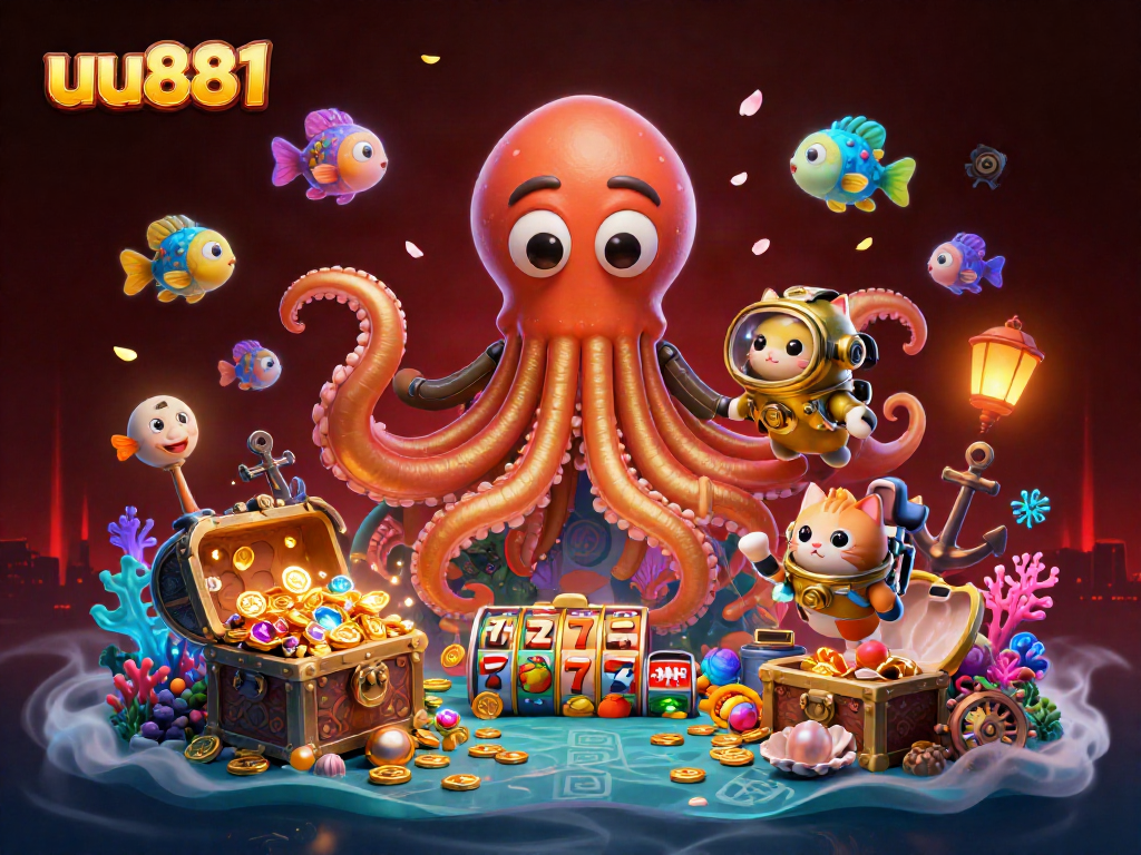 Engage with uu881's thrilling adventure featuring kraken, diving cat, and slot reels!