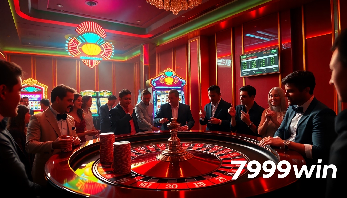 Players engaging in high-stakes gambling at a luxurious casino featuring 789win slot machines.