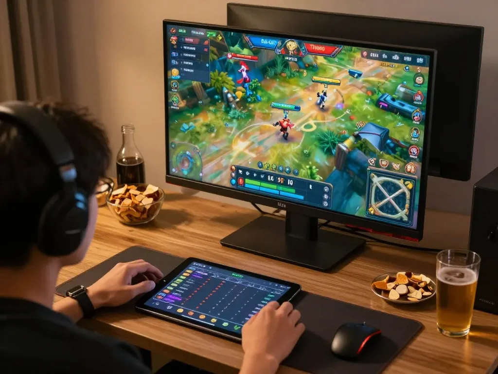 Engaging in Đá gà thomo with interactive online gaming setup showcasing live streams and strategic betting.